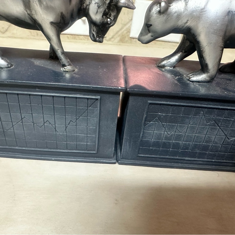 Silver Bull and Bear Bookends - Picture 5 of 5